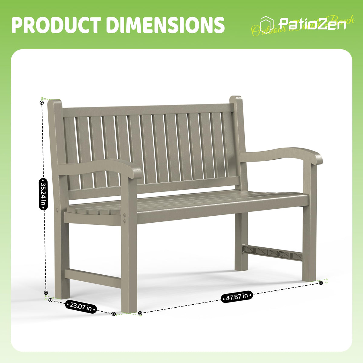 Grey 2-Person Resin Outdoor Bench A4263