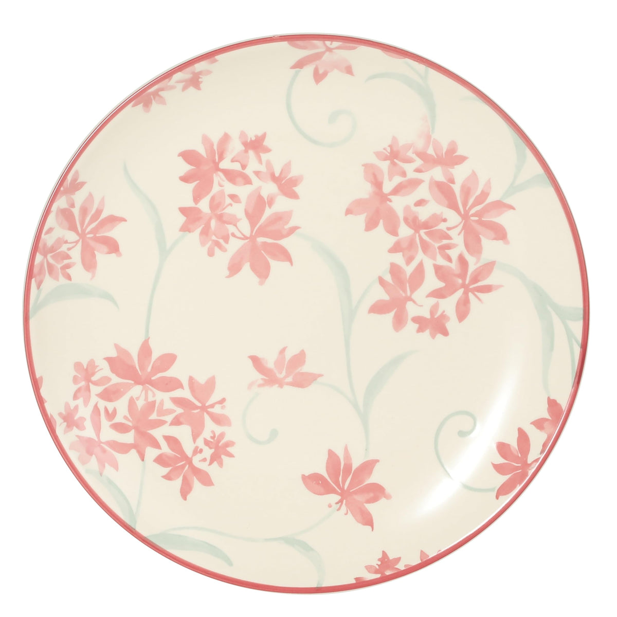 12-Piece Matte Stoneware Dinnerware Set with Pink Floral Pattern M4945