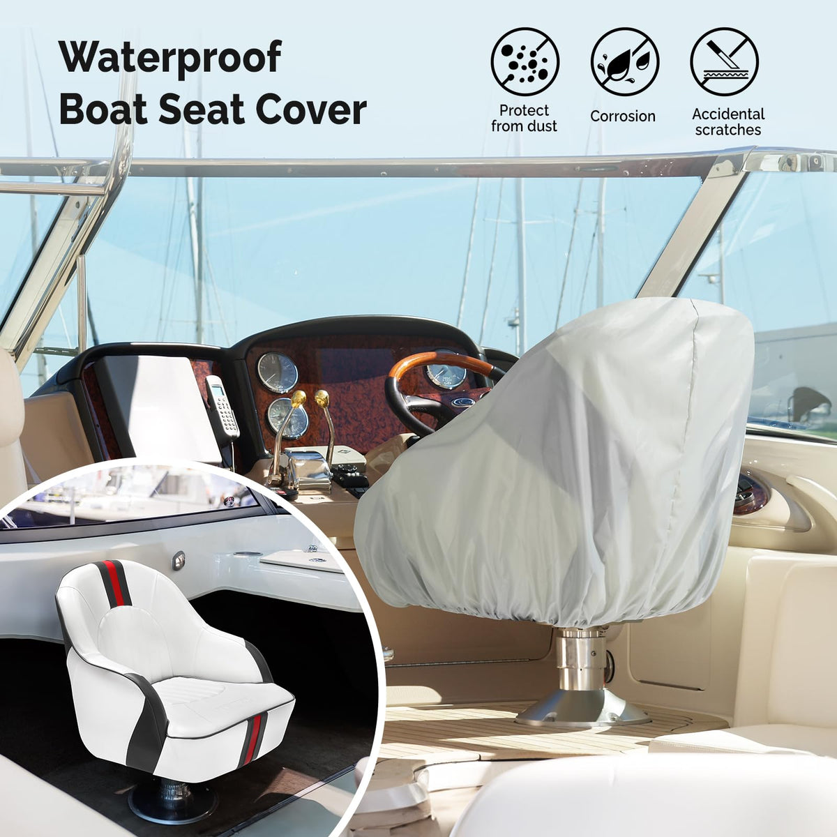 Pontoon Boat Captain Bucket Seat with Cover F21434