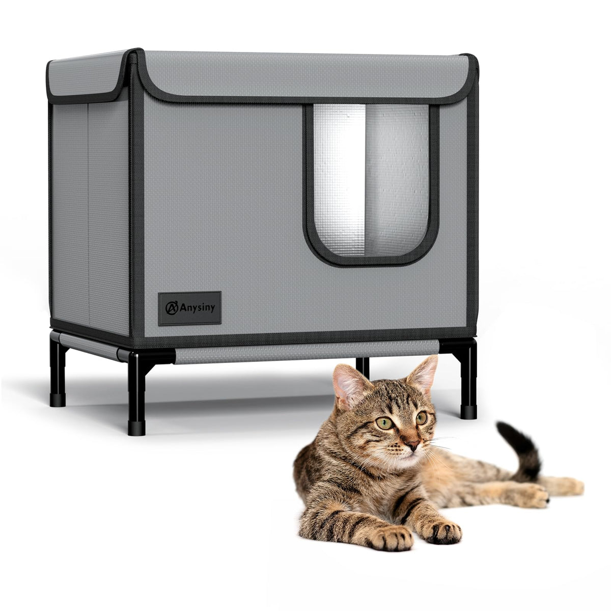 Weatherproof Outdoor Cat House with Thermal Aluminum Foil P159