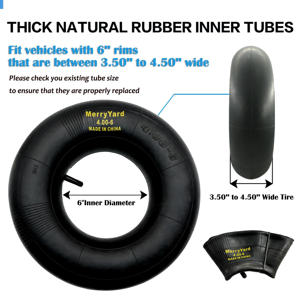13 * 4.00-6" Inner Tubes TR13 Straight Valve Stem 2-Pack T808