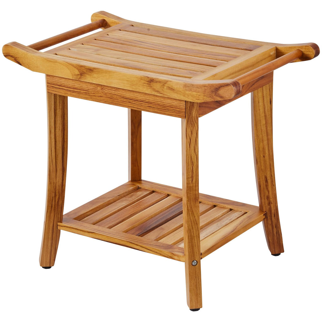 Teak Shower Bench with Storage Shelf B1972