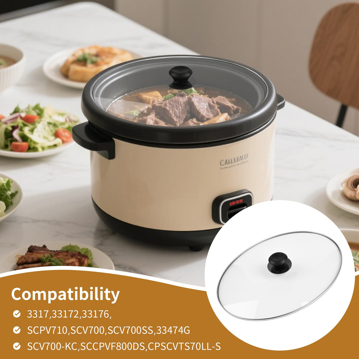 Oval Glass Lid 7 Quart Slow Cooker B997