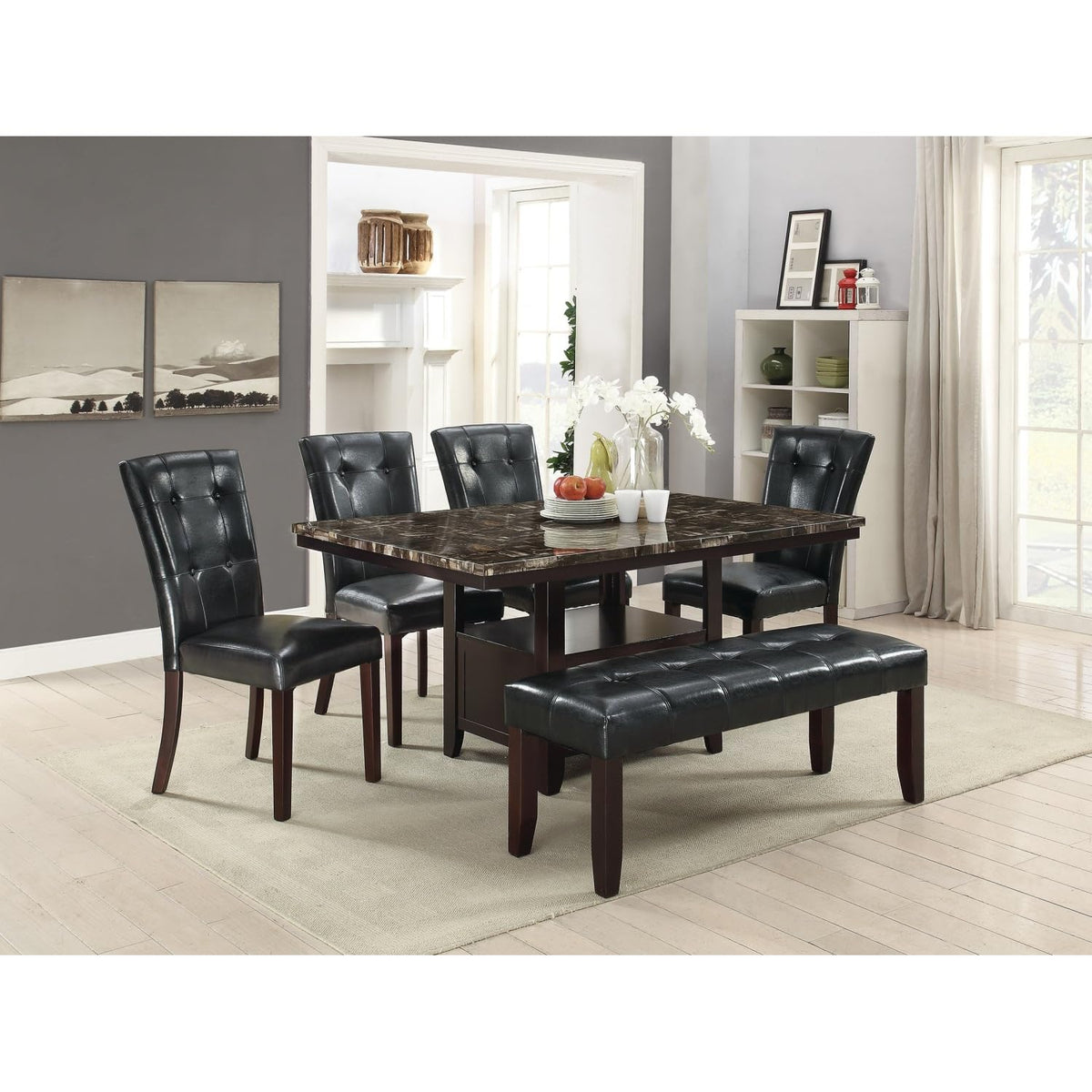 Black Faux Leather Dining Chairs Set of 2 O4782