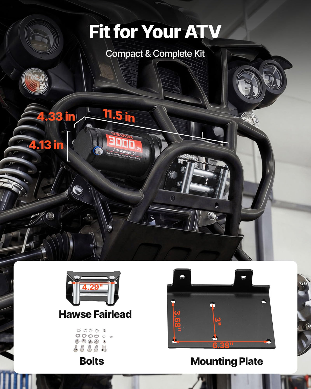 12V DC Electric Winch with Steel Wire Rope and Wired Remote Control E317