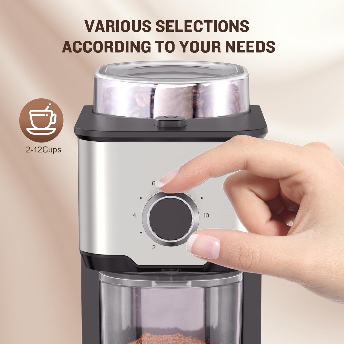 Adjustable Electric Burr Coffee Grinder with 14 Grinding Settings Q969