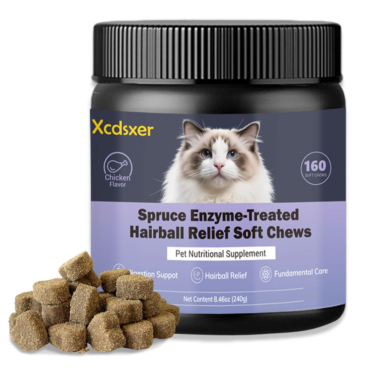 Chicken Flavor Soft Chews Hairball Aid Supplement for Cats B43874