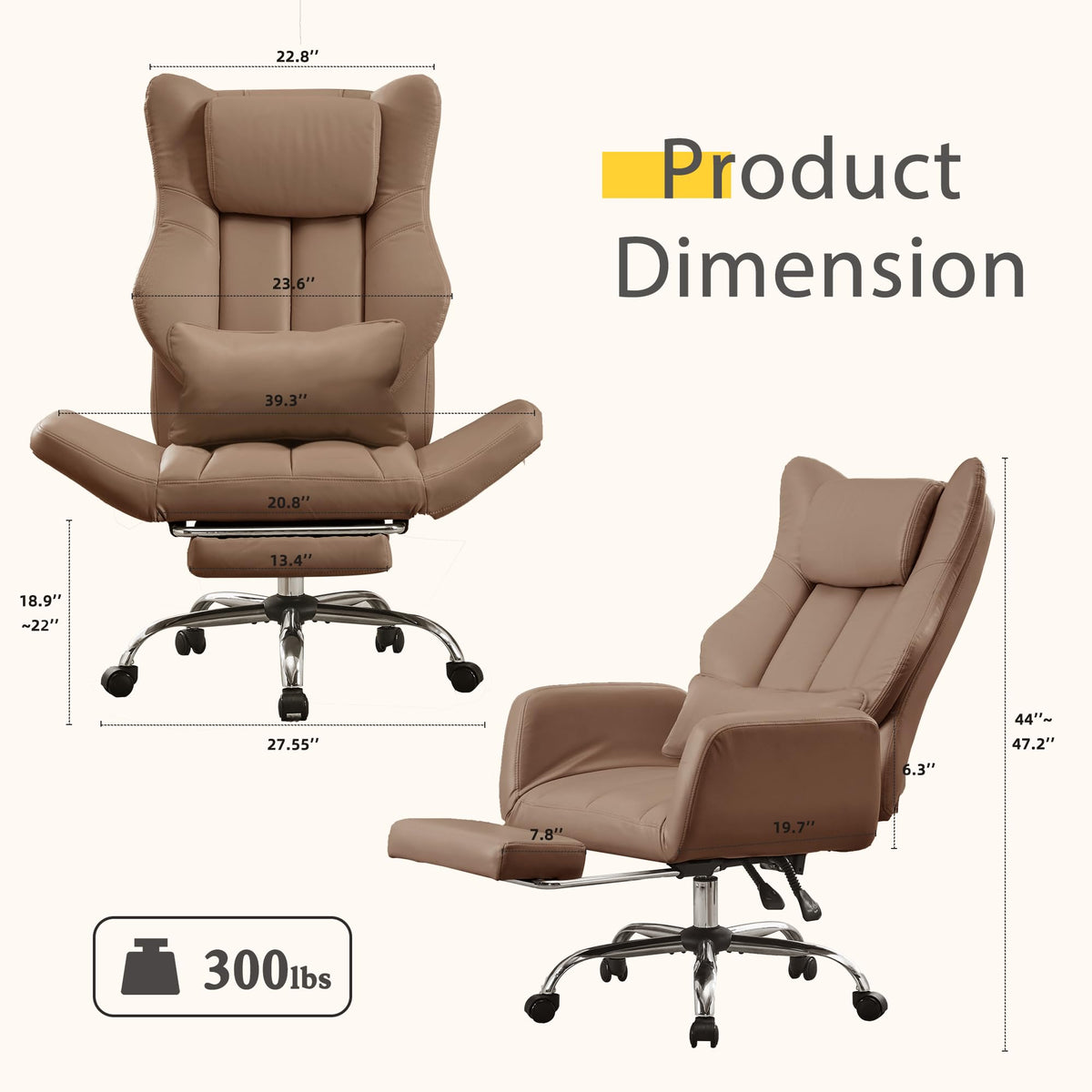 Cross Legged Office Chair with Footrest Brown V796040