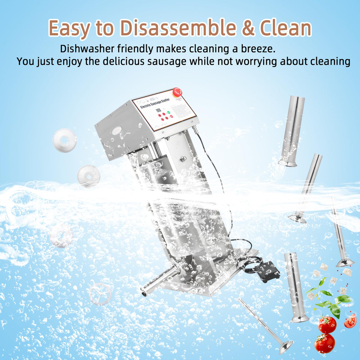 30LB Stainless Steel Electric Sausage Stuffer with 5 Stuffing Tubes L32920