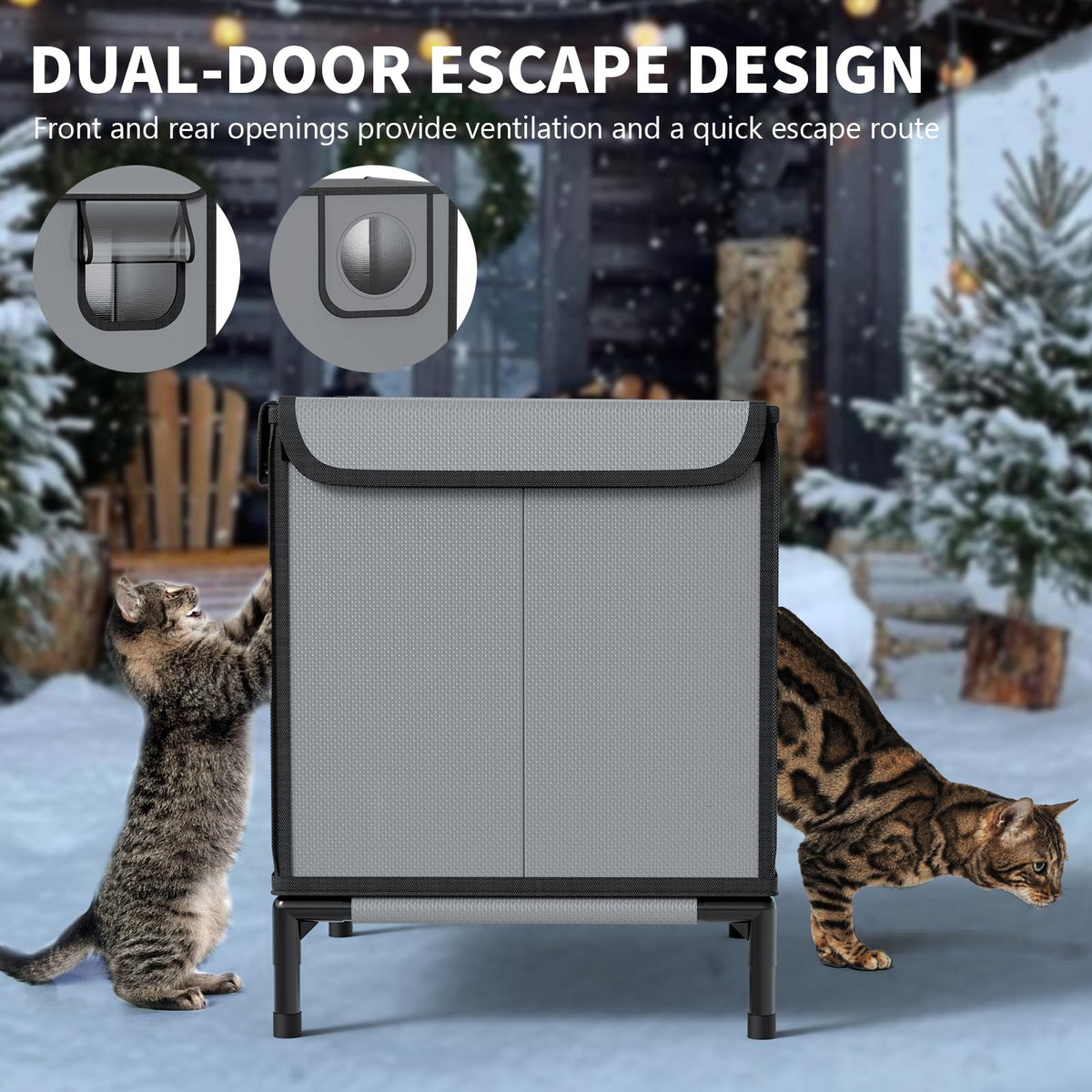 Weatherproof Outdoor Cat House with Thermal Aluminum Foil P159
