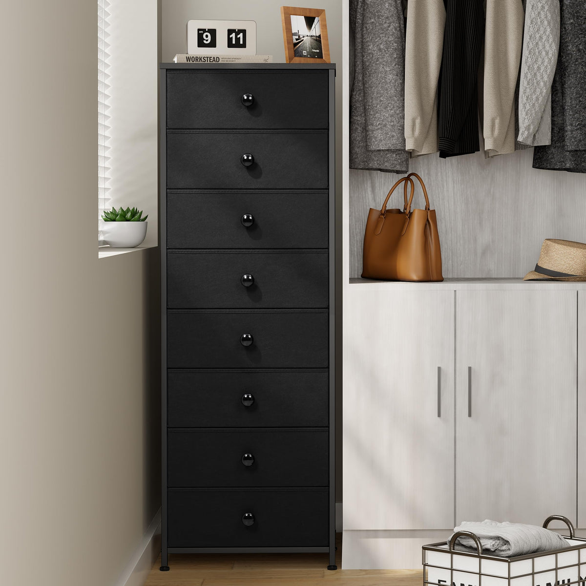 Black 8 Drawer Fabric Dresser X96909