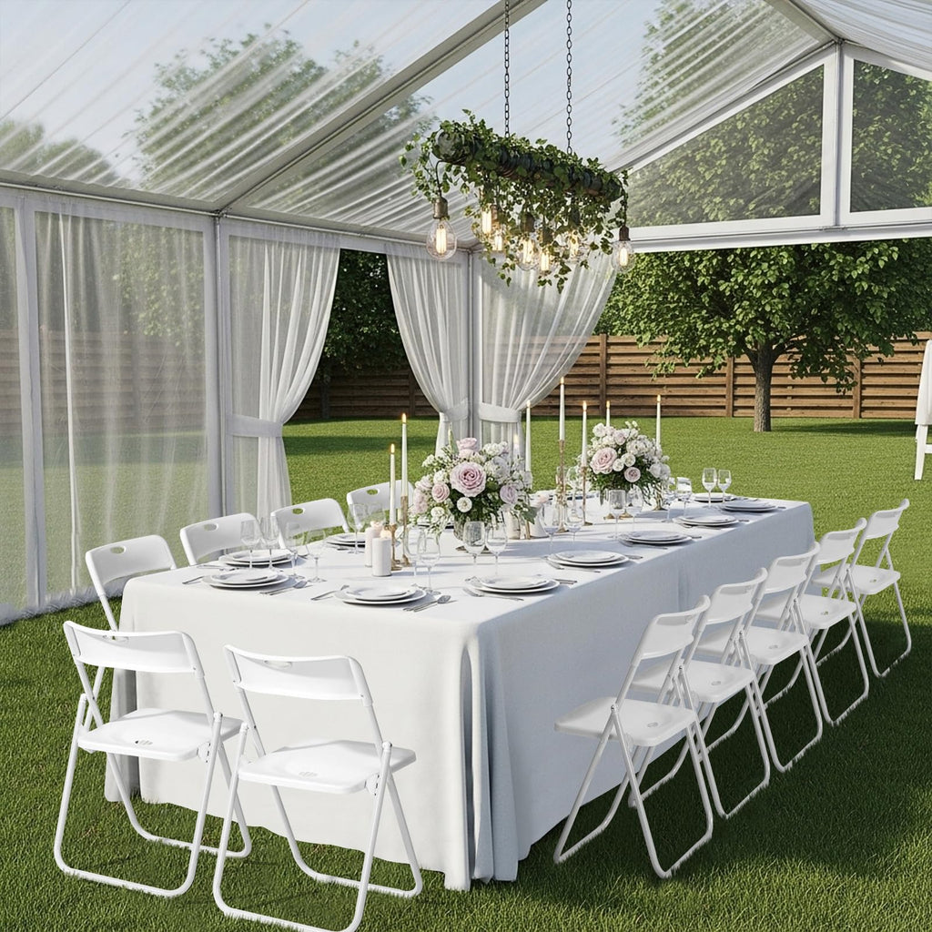 White Plastic Folding Chairs, 10 Pack Steel Frame X160274