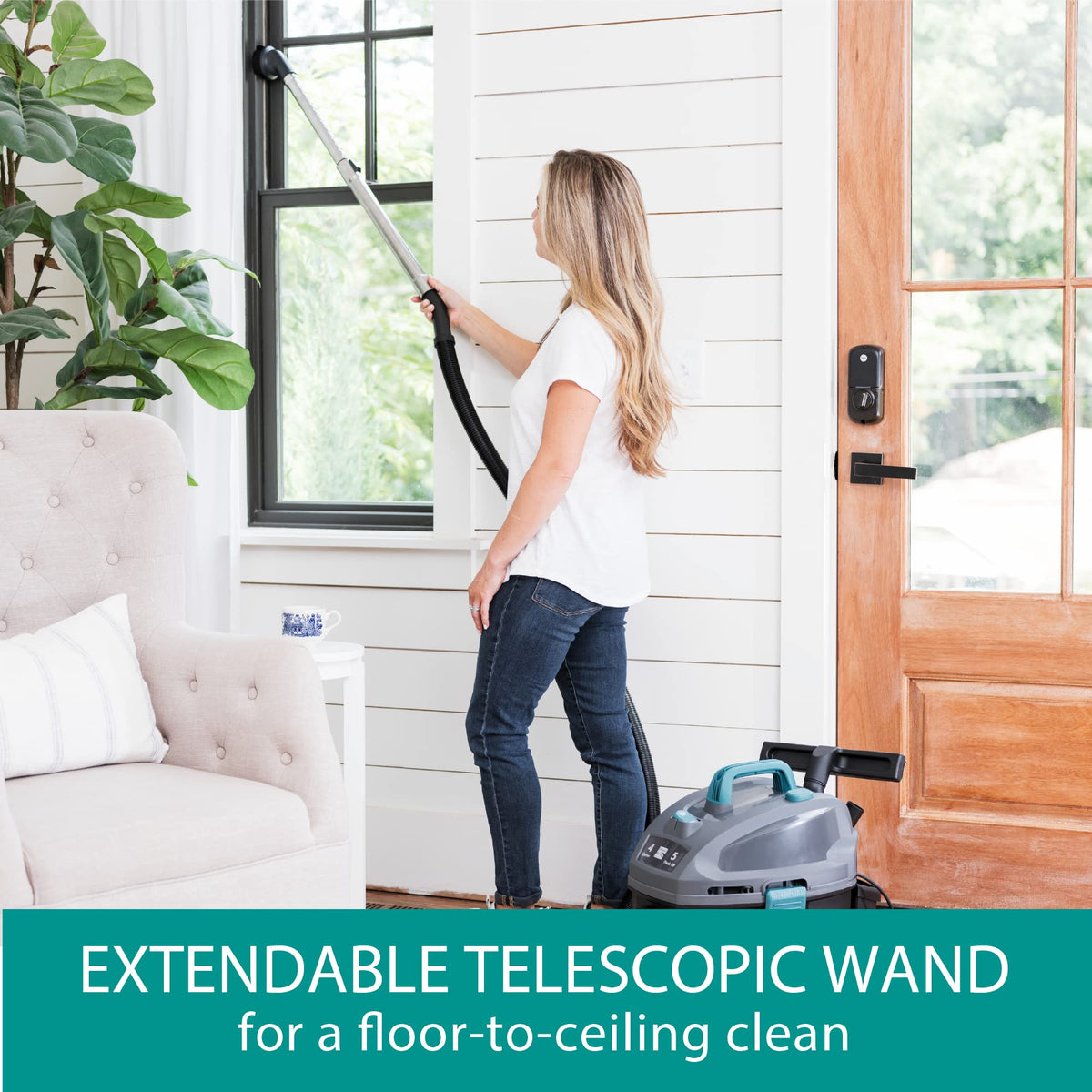 Wet Dry Canister Vacuum Cleaner 4 Gallon 5 Peak HP with Washable HEPA Filter N102