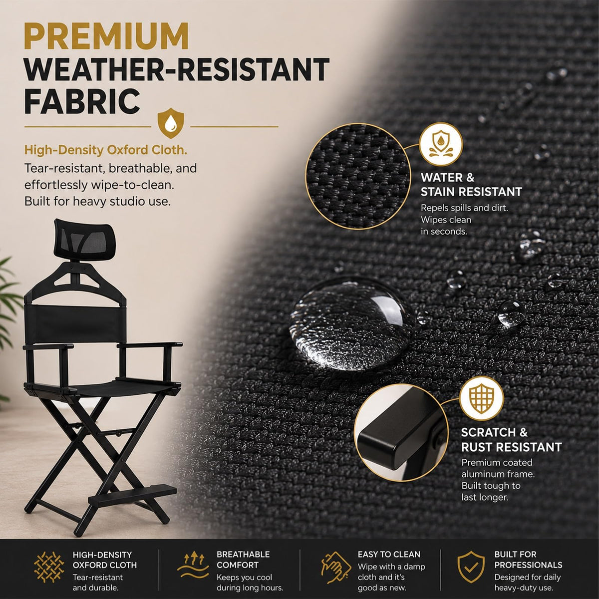 Tall Foldable Makeup Artist Chair with Footrest K8370