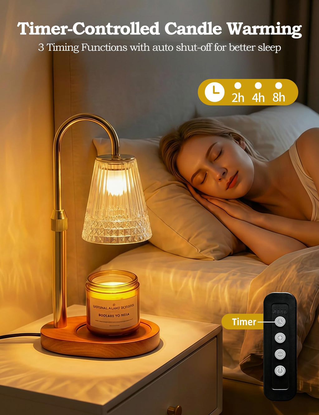 Dimmable Height Adjustable Candle Warmer Lamp with Timer W427