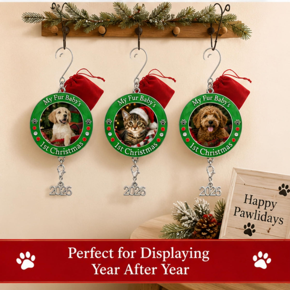 Dog Christmas Photo Ornament 3-Pack 3 Inch E30235