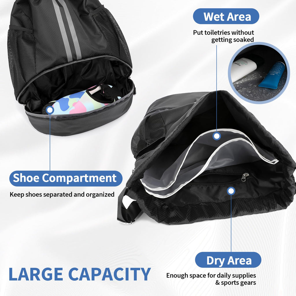 Drawstring Backpack Gym Bag with Shoes Compartment M607295