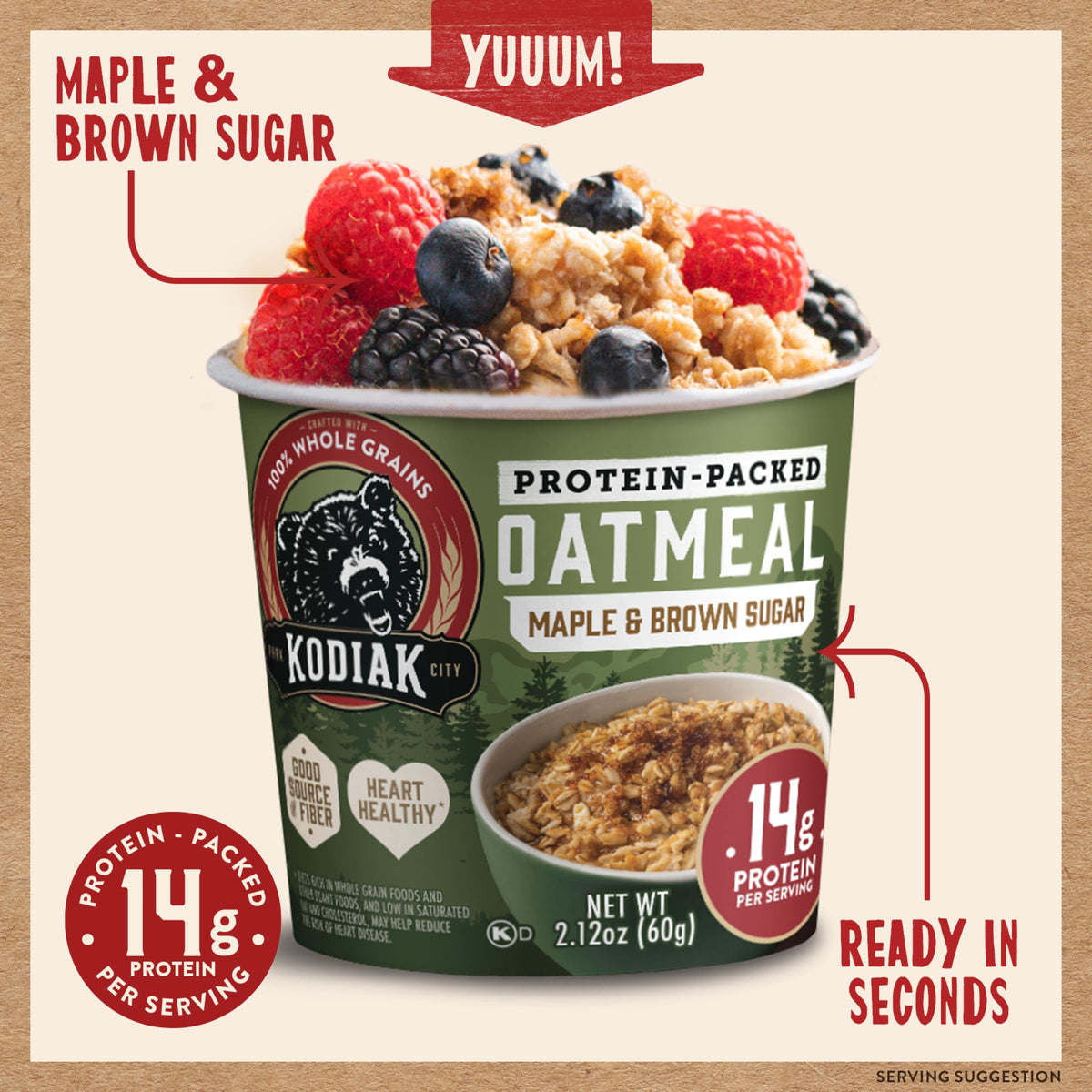 Instant Protein Maple & Brown Sugar Oatmeal, 2.12oz (Pack of 12) J7452