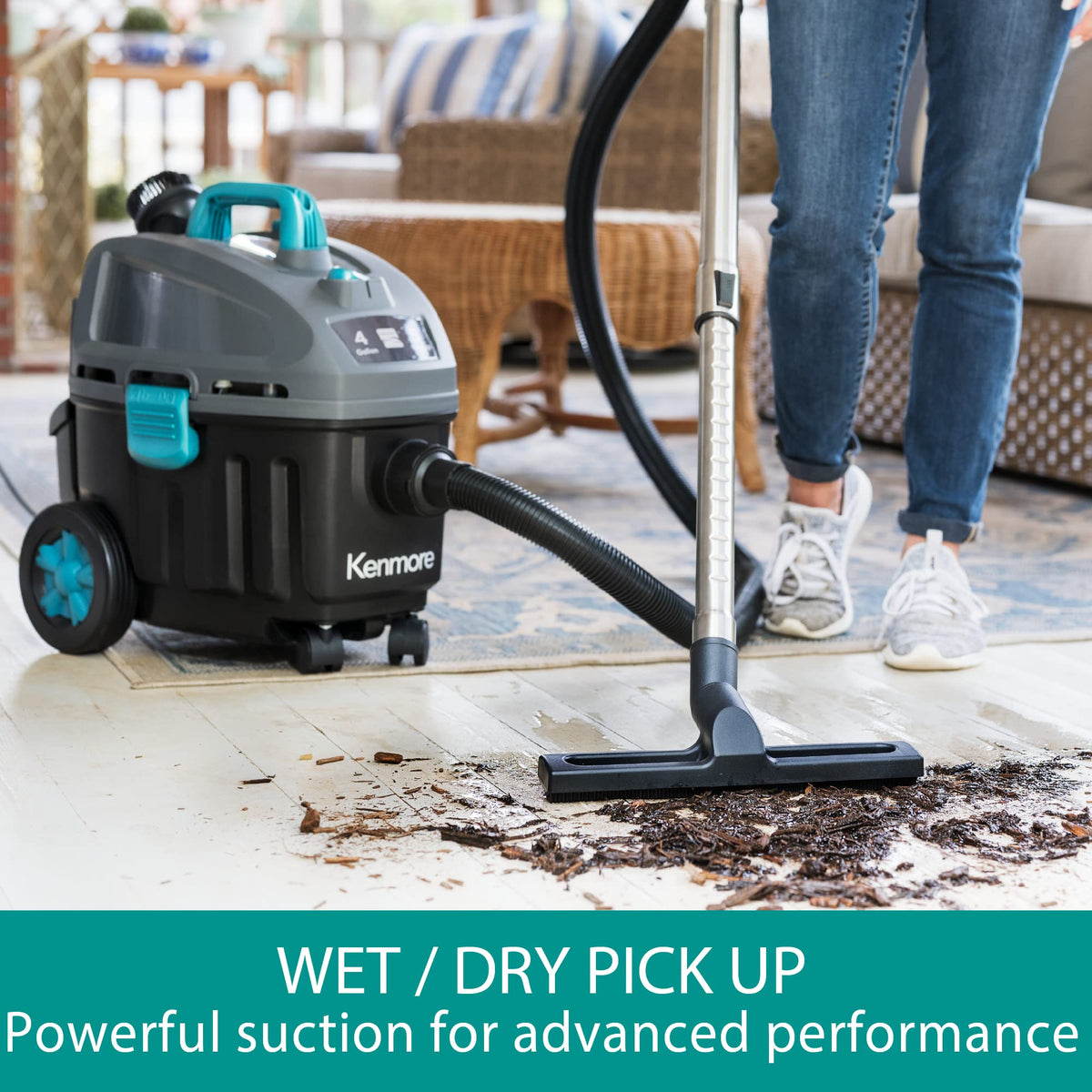 Wet Dry Canister Vacuum Cleaner 4 Gallon 5 Peak HP with Washable HEPA Filter N102