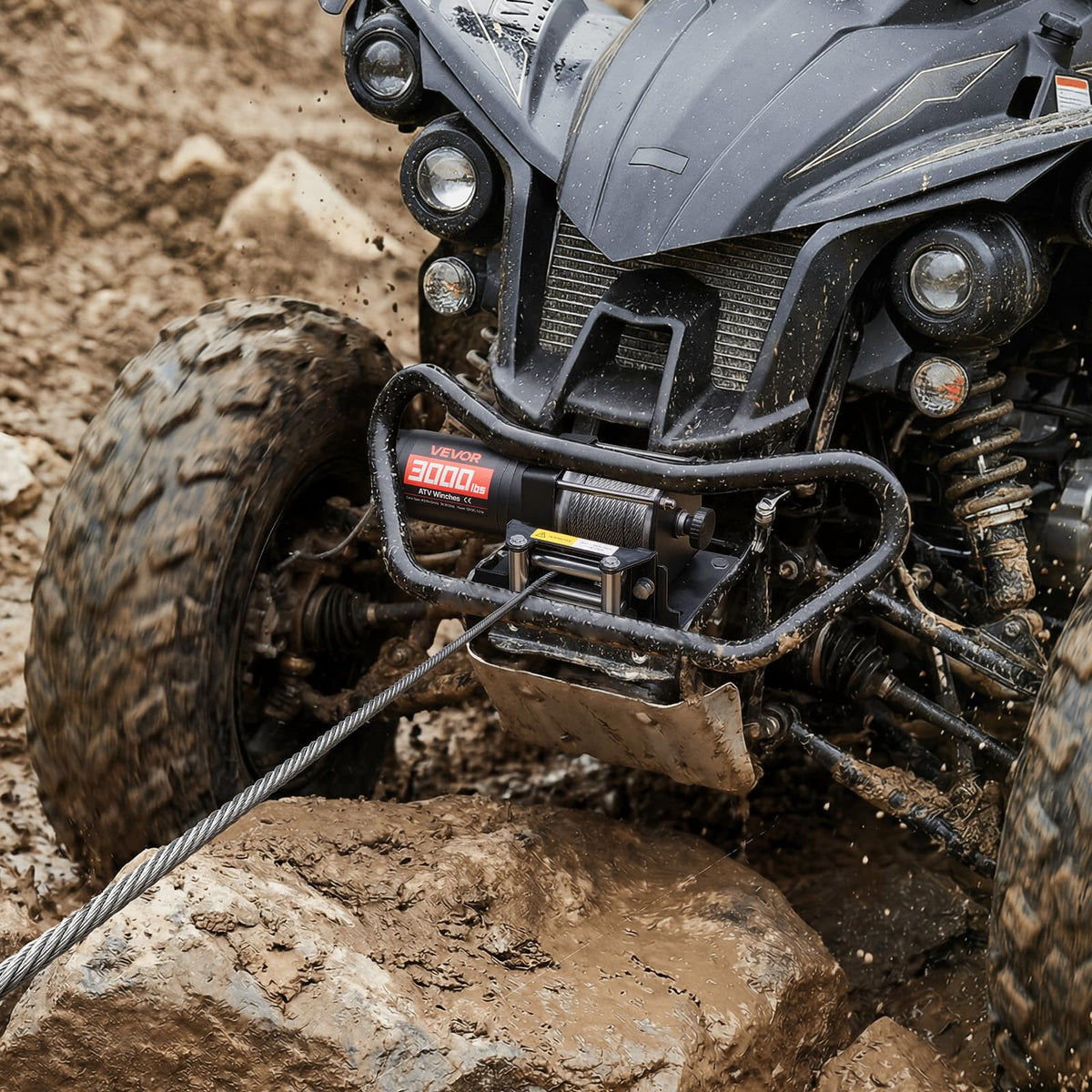 12V DC Electric Winch with Steel Wire Rope and Wired Remote Control E317