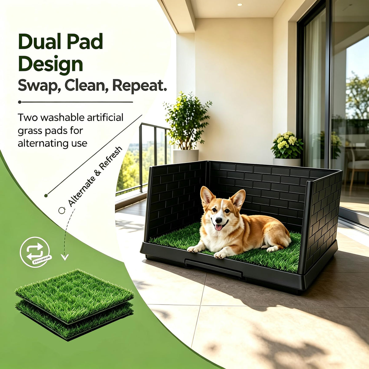 30"×20" Artificial Grass Dog Potty Tray Z74747