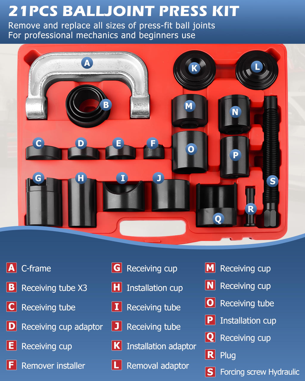 21 Pcs Ball Joint Press Service Kit E79831