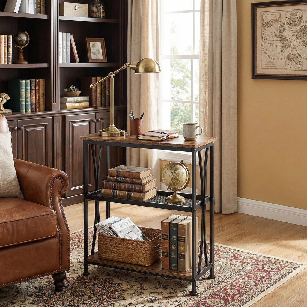Narrow 3-Tier Side Table with Storage Shelves Y123788
