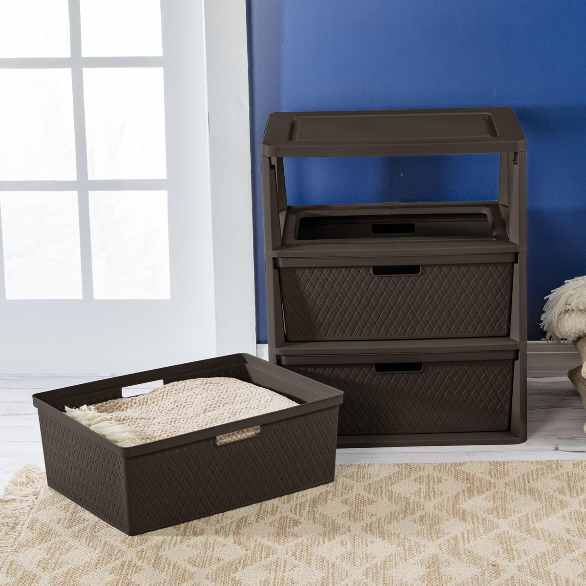 Wide 3 Drawer Plastic Storage Dresser D31056