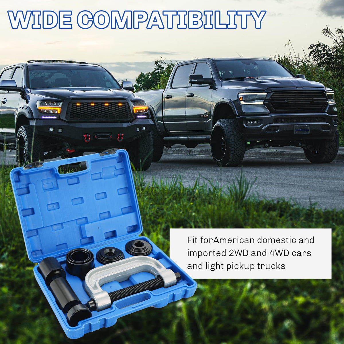 Heavy Duty Ball Joint Press and U Joint Removal Tool Kit & 1/2-Inch Drive Impact Socket Set Q993