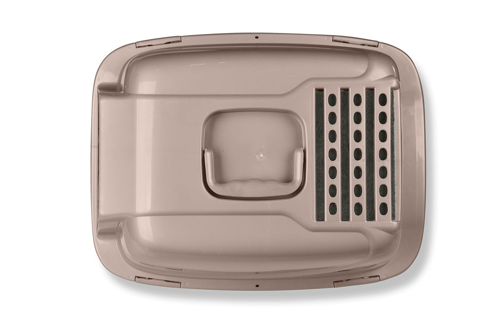Large Enclosed Sifting Cat Pan with Odor Door, Hooded, Beige T4264