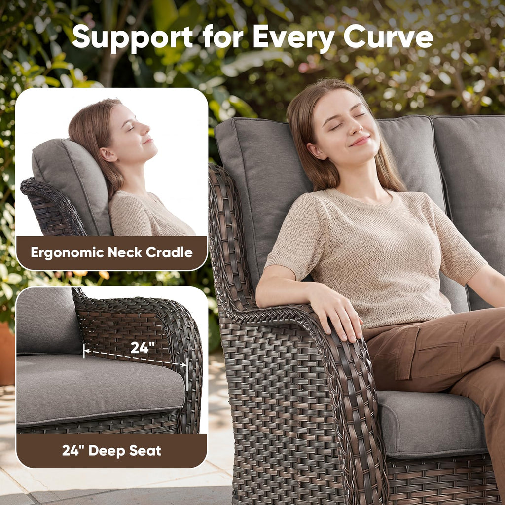 3-Seater PE Wicker Patio Sofa B728778