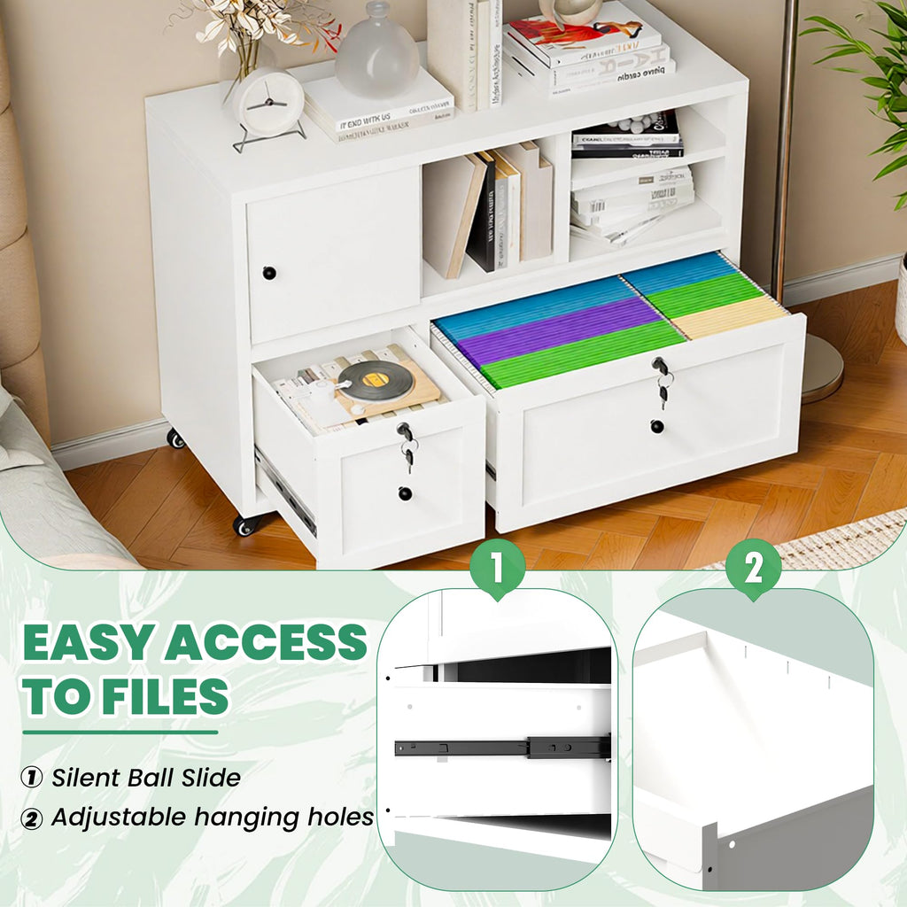 2 Drawer Mobile File Cabinet with Lock Y491503