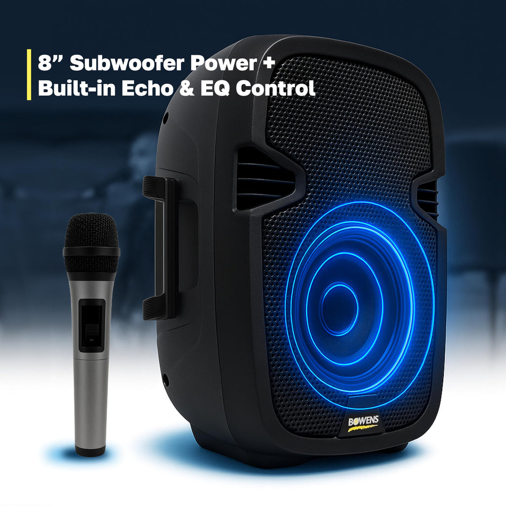 8-Inch Bluetooth PA Speaker Set with Stands and Cable Z3933
