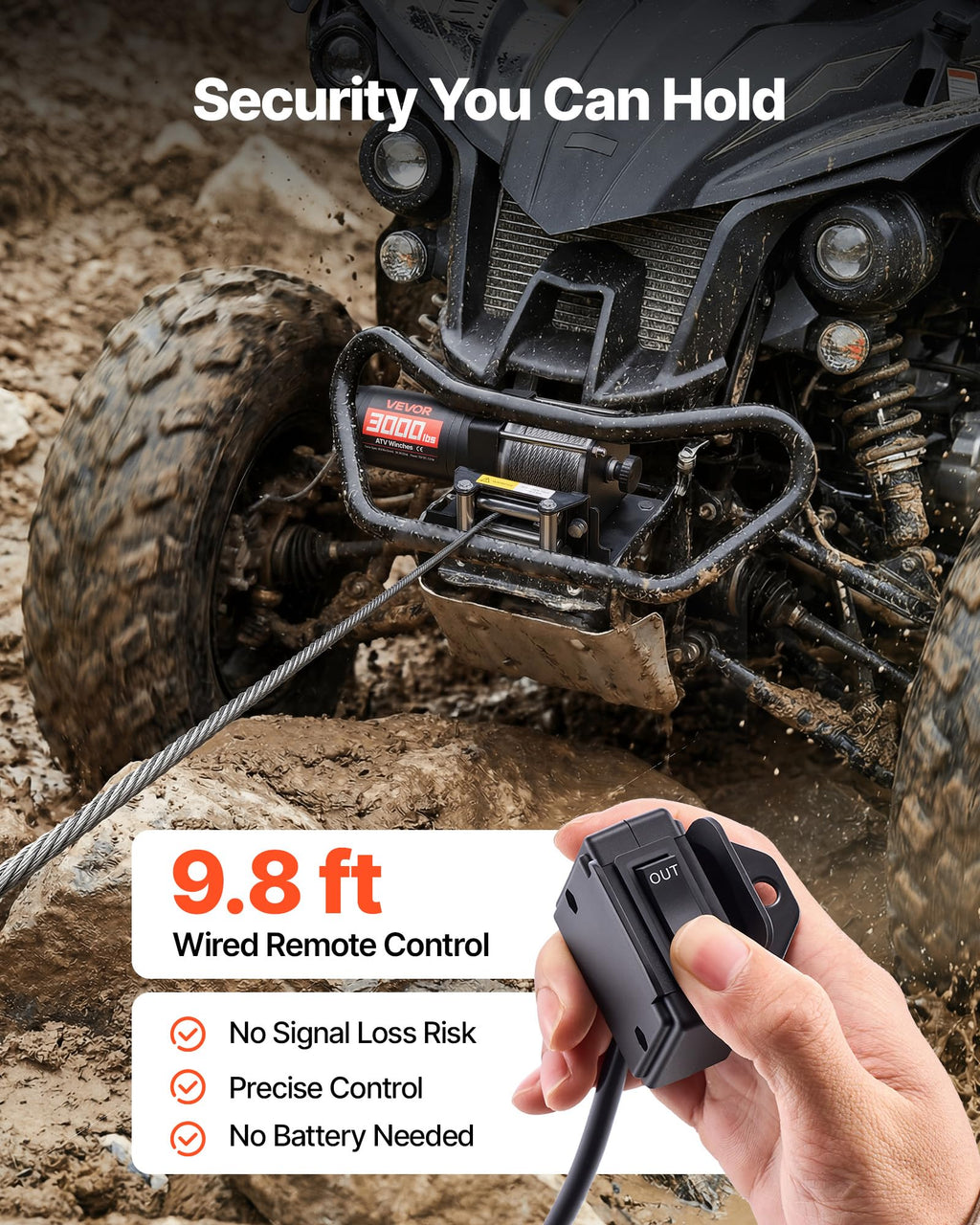 12V DC Electric Winch with Steel Wire Rope and Wired Remote Control E317