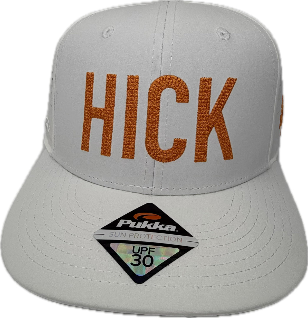 White Snapback Cap with Orange Embroidery Y765287