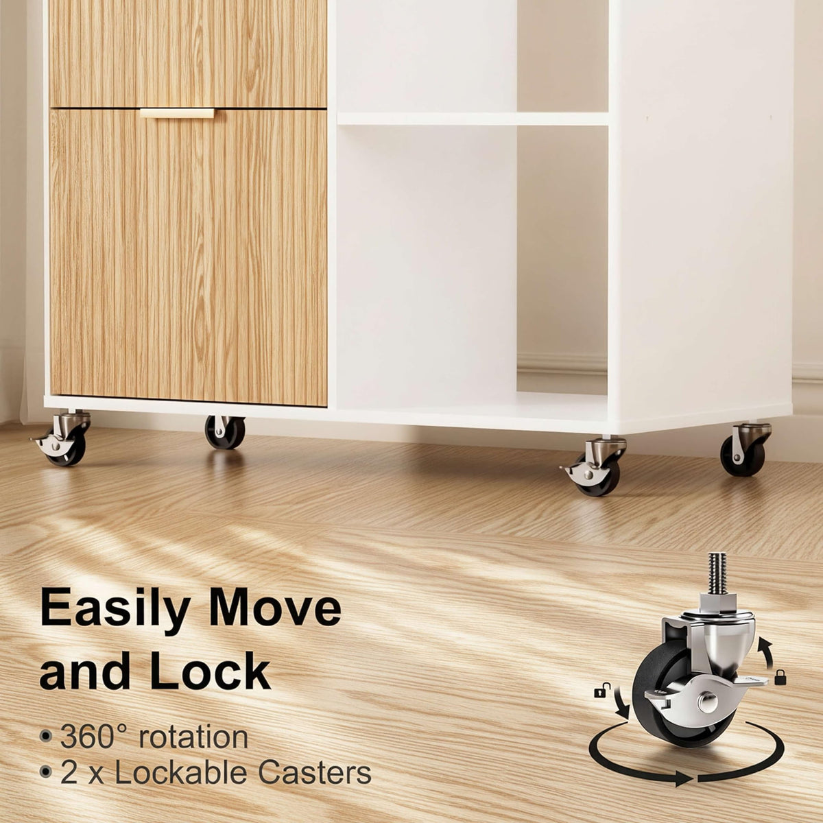 3 Drawer Fluted Mobile Filing Cabinet with Lock Z6686