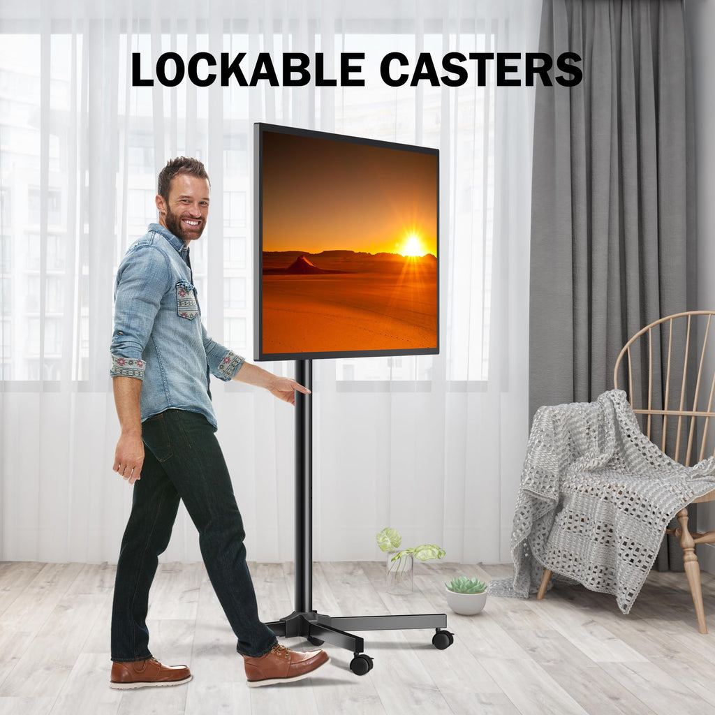 Rotating Rolling TV Stand on Wheels for 13-50" Flat/Curved TVs D70336