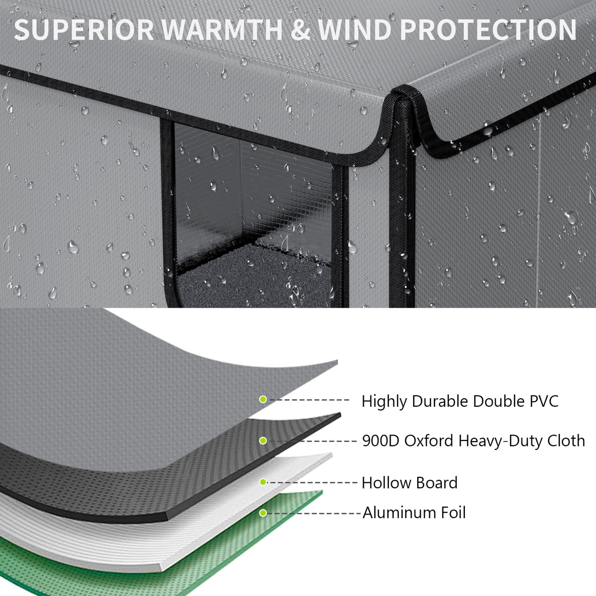 Weatherproof Outdoor Cat House with Thermal Aluminum Foil P159