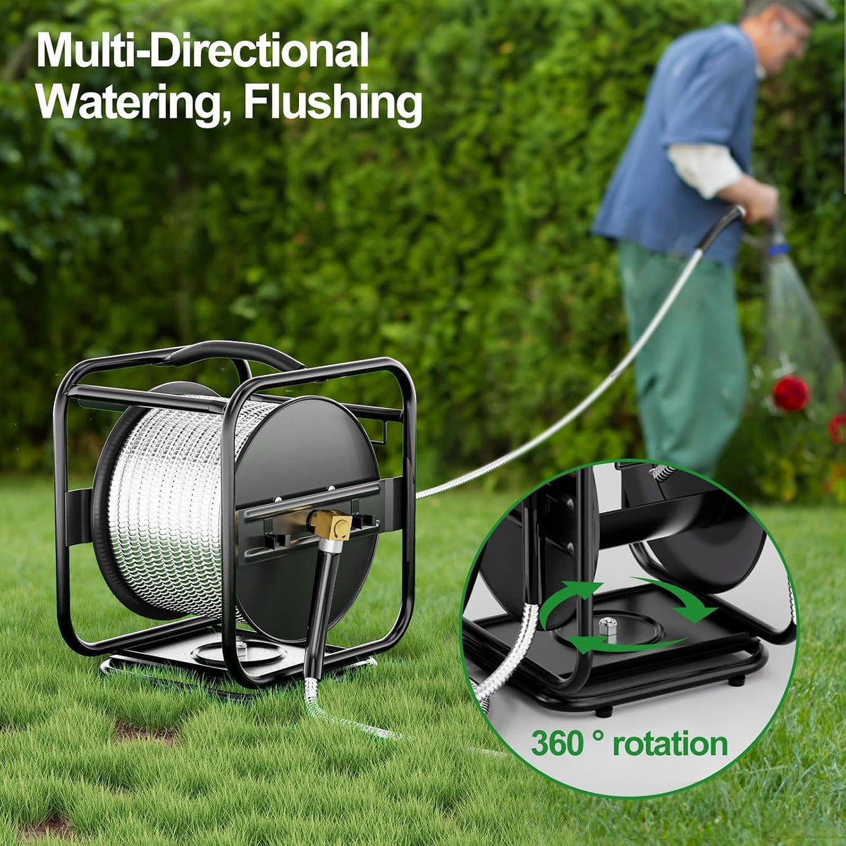 Garden Hose Reel With 100Ft Metal Water Pipe W83811