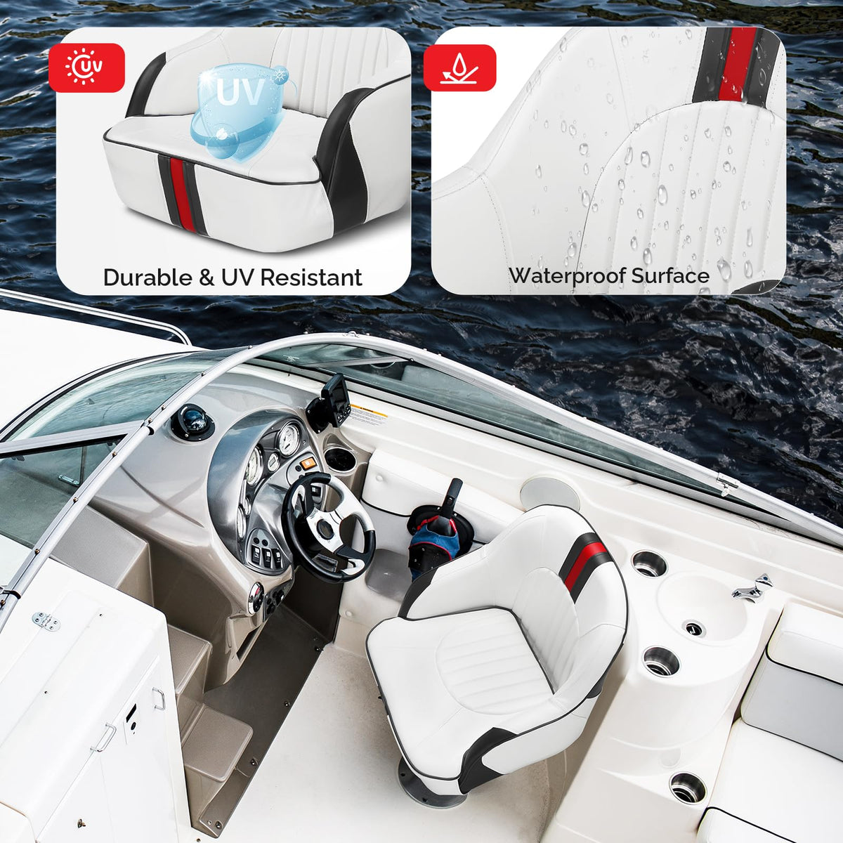 Pontoon Boat Captain Bucket Seat with Cover F21434