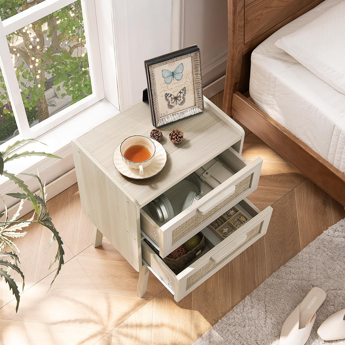 Rattan Night Stand with 2 Drawers S41539