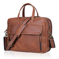 Full Grain Italian Leather Laptop Bag with Multiple Compartments Q895