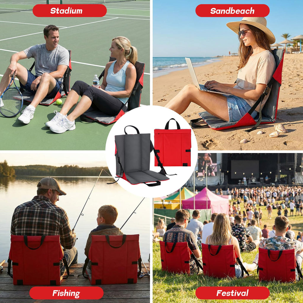 2 Pack Foldable Stadium Seats with Back Support B6856