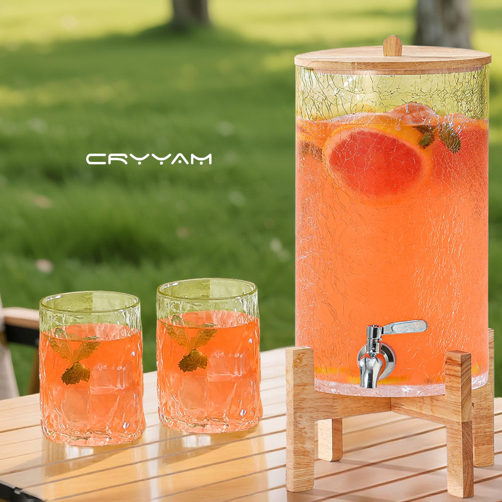 2 Gallon Glass Drink Dispenser with Stand R435784