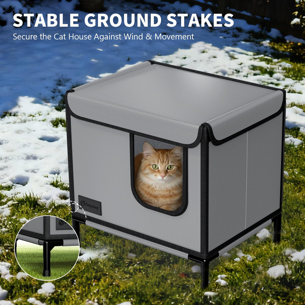 Weatherproof Outdoor Cat House with Thermal Aluminum Foil P159