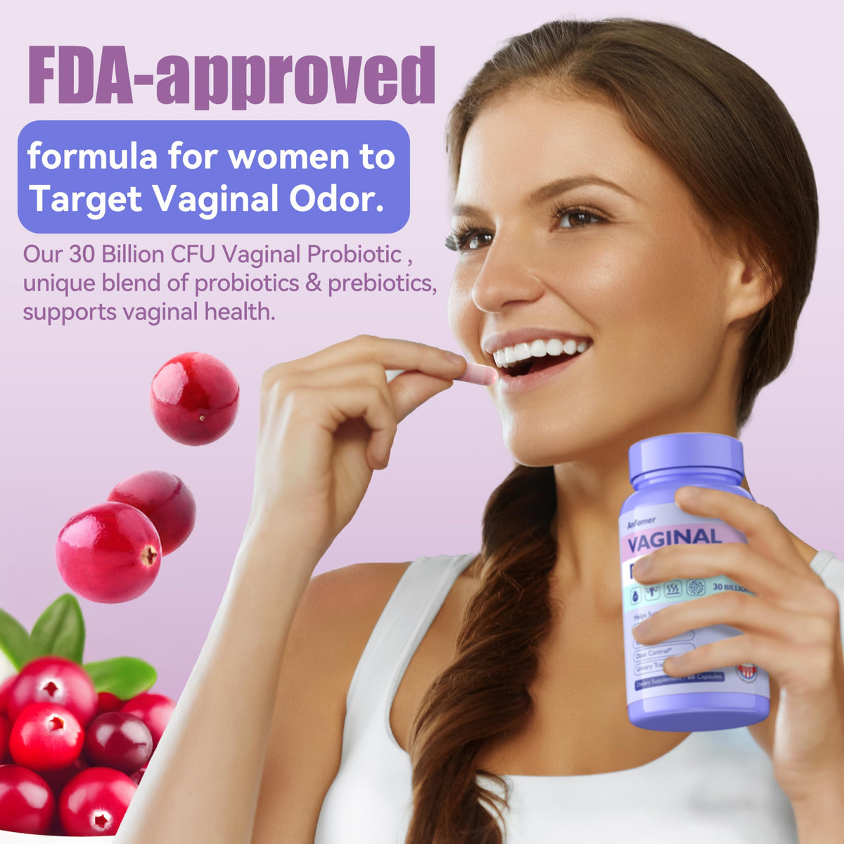 Probiotics for Women with Prebiotics & Lactobacillus Blend 30 Billion CFU, 60 Capsules D813805