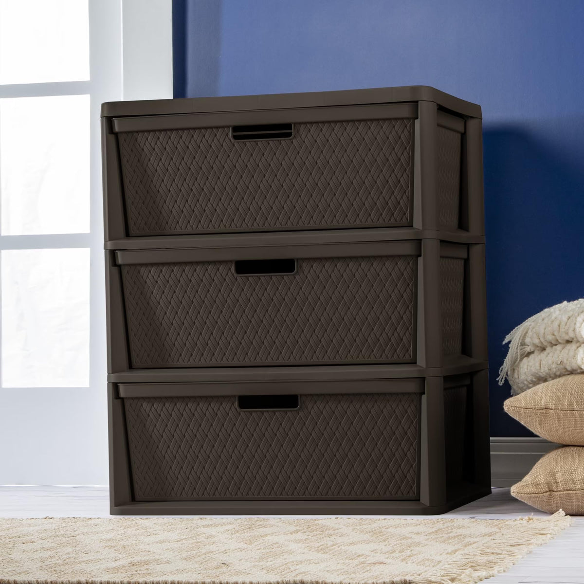 Wide 3 Drawer Plastic Storage Dresser D31056