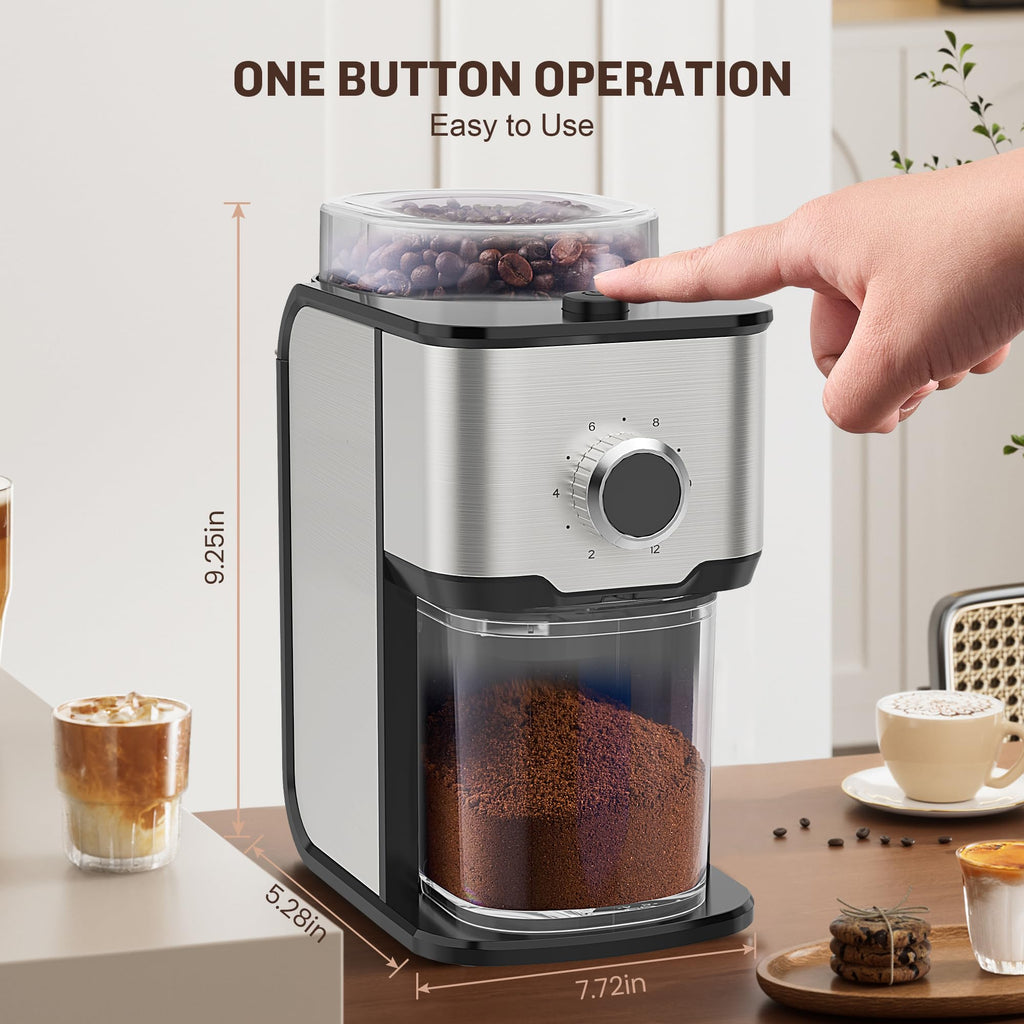 Adjustable Electric Burr Coffee Grinder with 14 Grinding Settings Q969