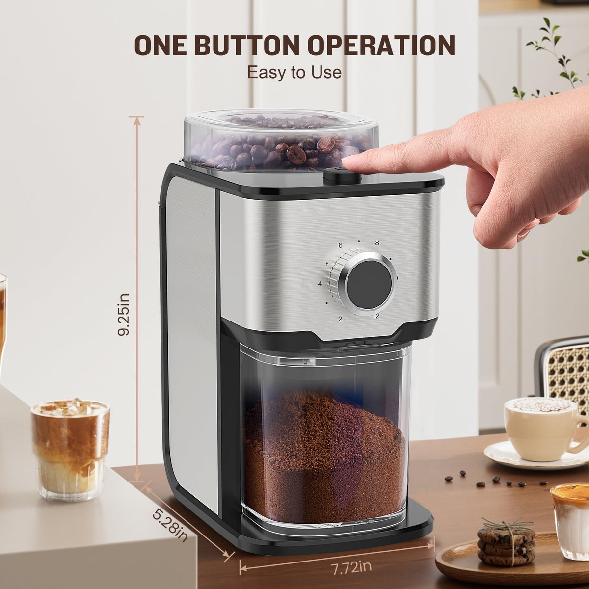 Adjustable Electric Burr Coffee Grinder with 14 Grinding Settings Q969