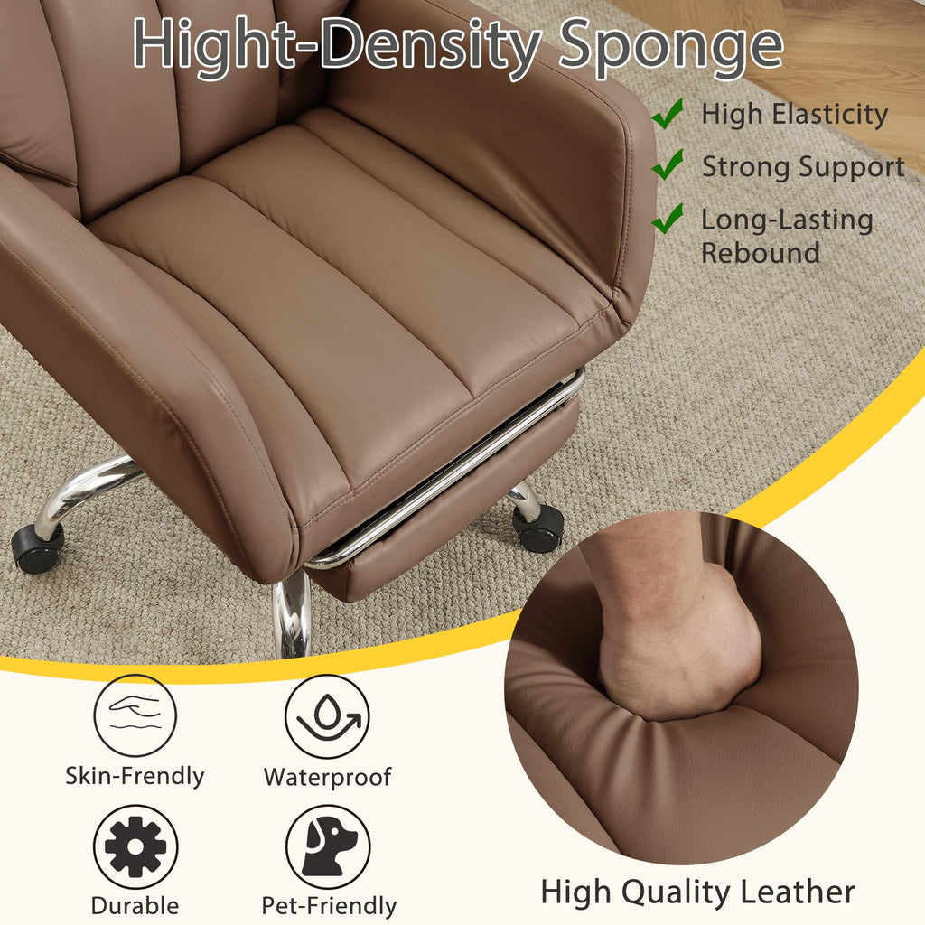 Cross Legged Office Chair with Footrest Brown V796040